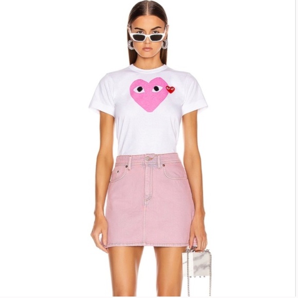 Comme des Garcons Tops - Comme des Garçons PLAY Tee Shirt Pink Heart